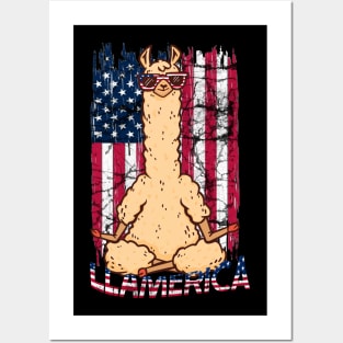 Llamerica funny llama funny alpaca america Posters and Art